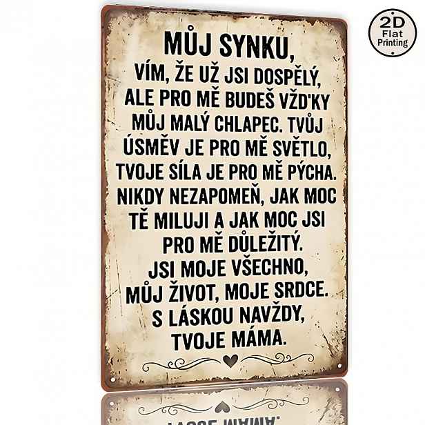 TEMU 2D plochý, 2D plochý styl, 1 ks železná nástěnná dekorace s vzkazem matka-syn - Retro venkovský styl farmářské cedule, vhodná pro vnitřní a