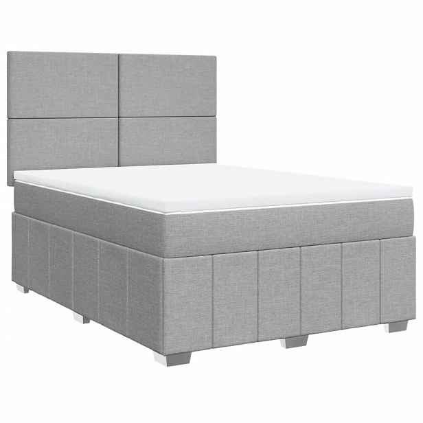 vidaXL Box spring postel s matrací světle šedá 140 x 190 cm textil