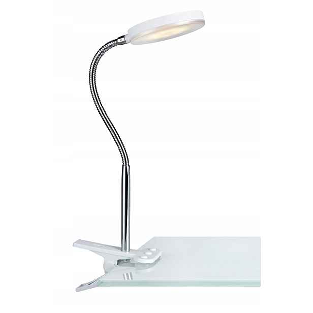 Bílá stolní lampa na klip, ohebné Led rameno 5W 106470 Markslojd