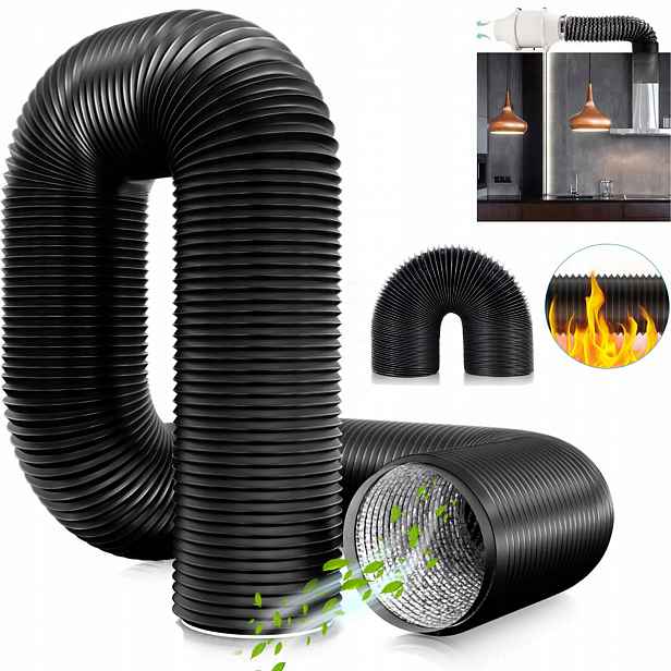 Kabel Trubka Spiro 150 MM 5 M Pro Digestoř, Černý, Ventilační, Hliníkový, Černý