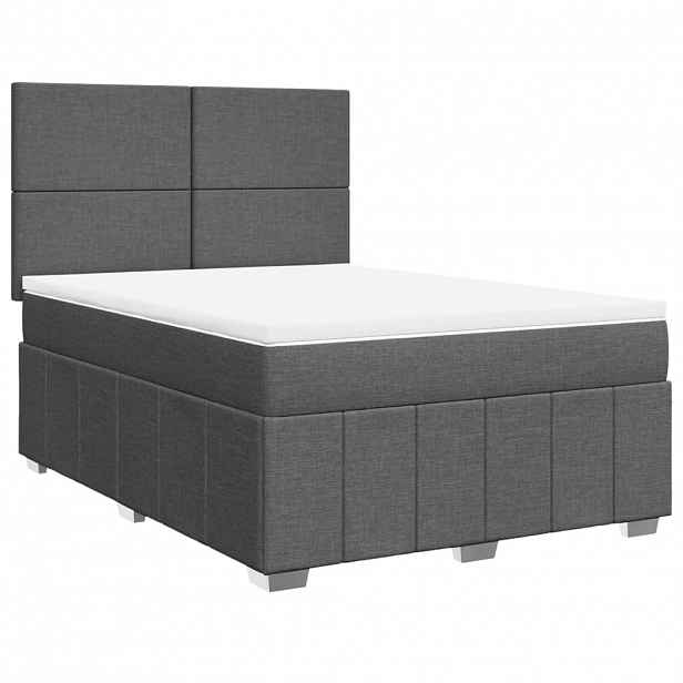 vidaXL Box spring postel s matrací tmavě šedý 140 x 190 cm textil