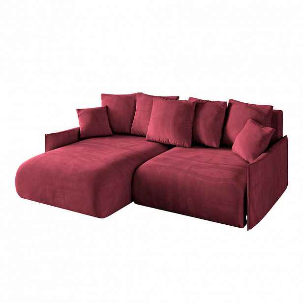 ALTDECOR ROHOVÁ SEDACÍ SOUPRAVA s otomanou vlevo ONESK-L -v1 216x177x72 bordó červený velur