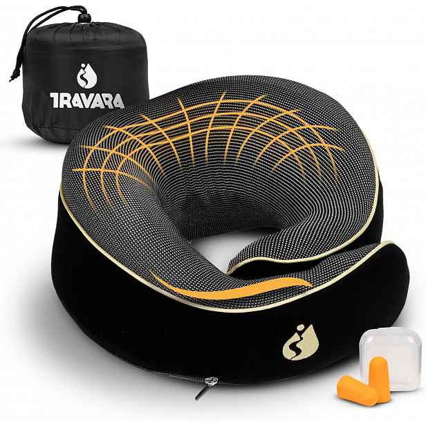 Cestovní Polštář na krk s pamětí Do Letadla a auta, černý