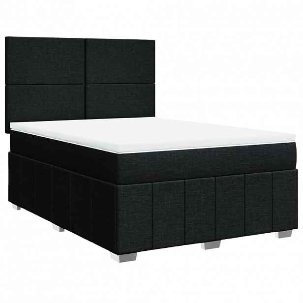 vidaXL Box spring postel s matrací černá 140 x 190 cm textil