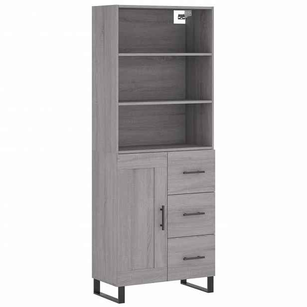 vidaXL Skříň highboard šedá sonoma 69,5 x 34 x 180 cm kompozitní dřevo