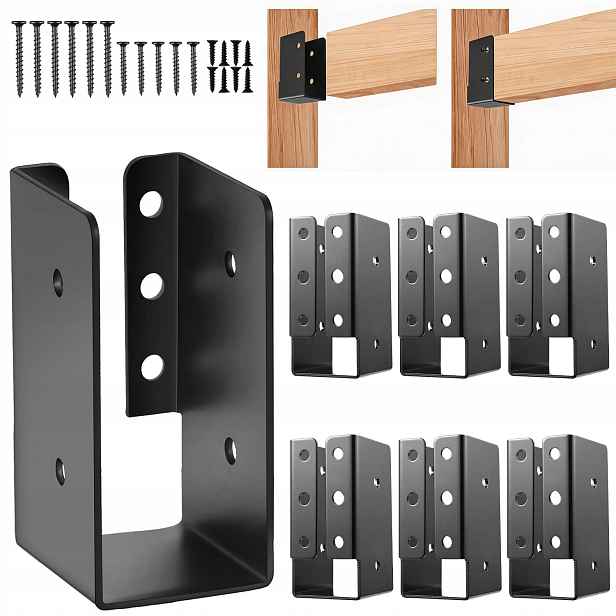 Věšák Na Nosníky S Ohnutou Spojkou Ocel Q235, Černý, 6 Ks Pro Domek Na Stromě