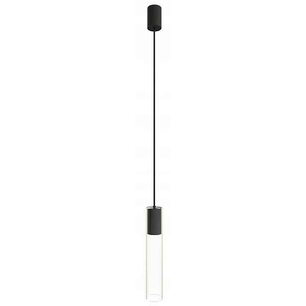 Závěsná lampa Cylinder L Černá Transparentní Skleněné Stínidlo 1xGU10 Stropní
