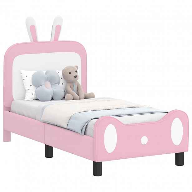 vidaXL Rám postele pro batole s čelem Růžová 70 x 140 cm PU