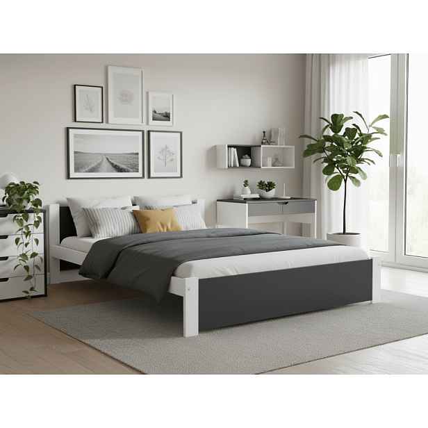 Postel IKAROS 180 x 200 cm, antracit/bílá Rošt: Bez roštu, Matrace: Matrace Deluxe 10 cm
