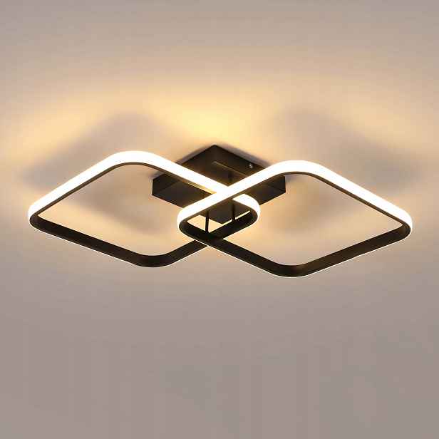 Stropní Led lampa Plafon Lustr Čtvercový Černý Moderní 50W 3000K