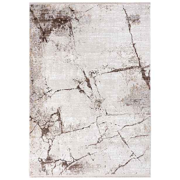 Koberec do obývacího pokoje béžový 160x230 cm abstraktní moderní měkký Oeko-Tex