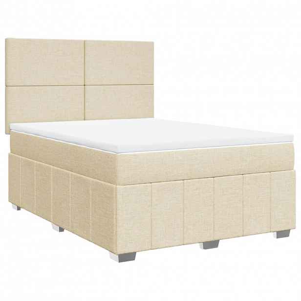 vidaXL Box spring postel s matrací krémová 140x190 cm textil