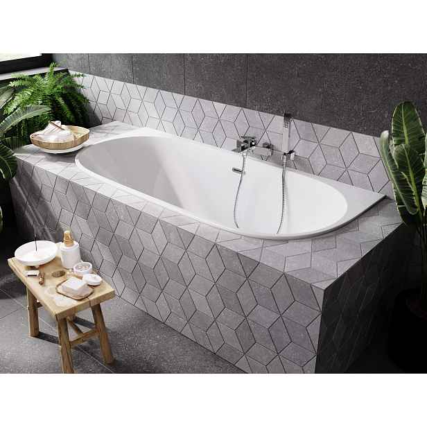 BESCO vana VICA SLIM+ bílá, sifon se štěrbinovým přepadem — Barva sifonu - Bílá, Nožičky k vaně - Bez nožiček, Rozměr vany - 170 × 80 cm