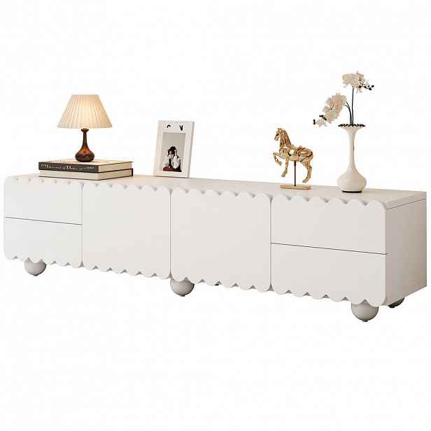 OKWISH TV stolek 175/38/37 cm bílý z MDF a dřevotřísky s úložným prostorem