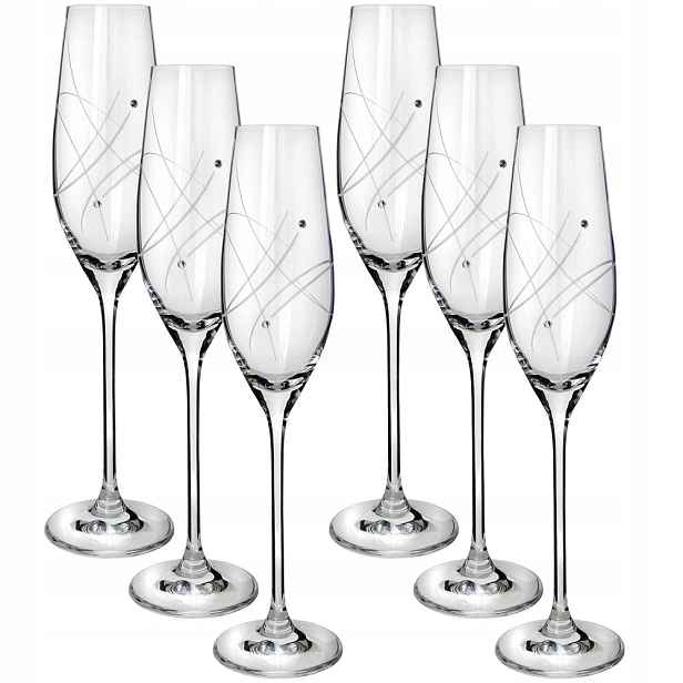Sklenice na sekt s krystaly Preciosa 210ml Celebration 6ks