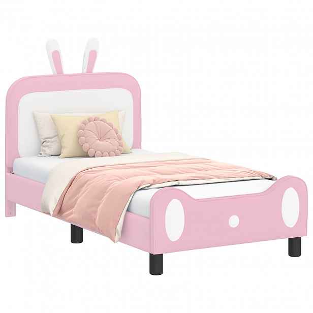 vidaXL Rám postele pro děti s čelem Růžová 80 x 160 cm PU