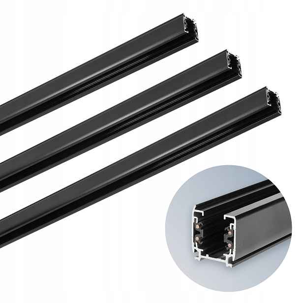 3x 3-fázový kabel 1 m Černý Osvětlovací lišta 3 kusy
