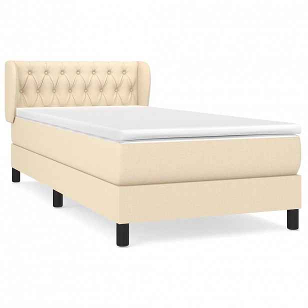 vidaXL Box spring postel s matrací krémová 90x200 cm textil
