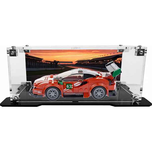Vitrína s černou základnou a pozadím pro sadu Lego 75886 Ferrari 488 GT3