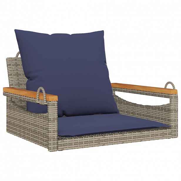 vidaXL Houpací lavice s poduškami šedá 63 x 62 x 40 cm polyratan