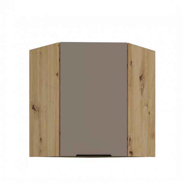 Horní rohová skříňka LUNARA 1 - 60x60 cm, tmavě béžová / dub artisan