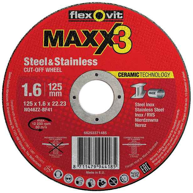 Kotouč řezný Flexovit Maxx3 NQ46ZZ-T41 125×22,23 mm