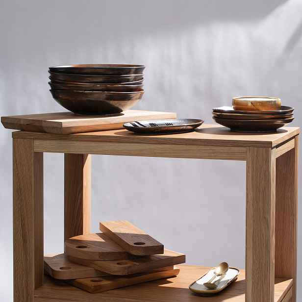 Servírovací prkénko na krájení dřevo dub s otvorem 38x23,5x2,5 cm Simple Verlo
