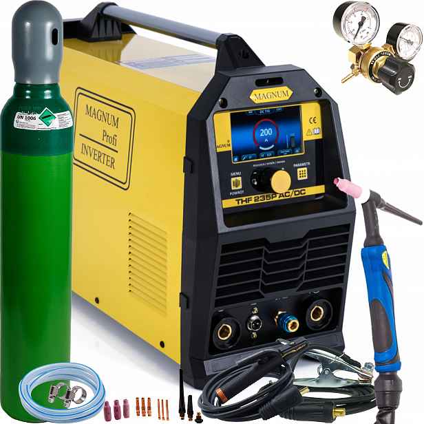 Svařovací stroj Magnum Thf 235P Ac/dc LCD Tig Puls Mma 200A 230V SET3