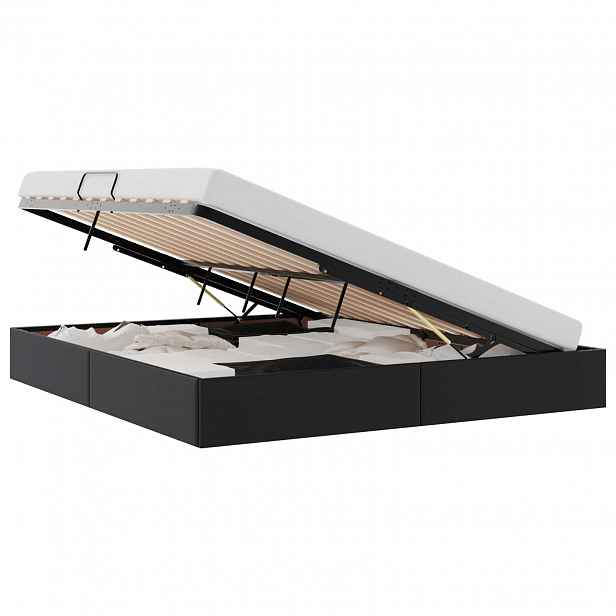 vidaXL Ottoman postel s úložištěm Černý 180 x 200 cm Umělá kůže