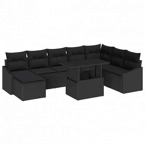 vidaXL Set pohovek 9 ks Černá polyratan