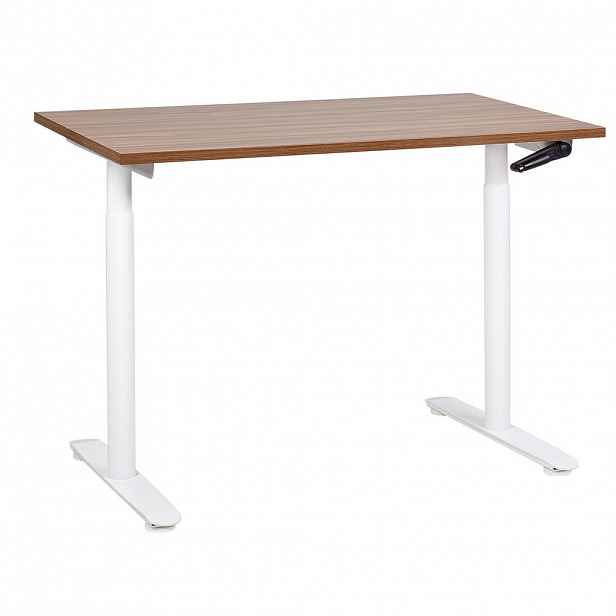 Beliani PSACÍ STŮL hnědobílý 120/72 cm manuální výškově nastavitelný Destin IV