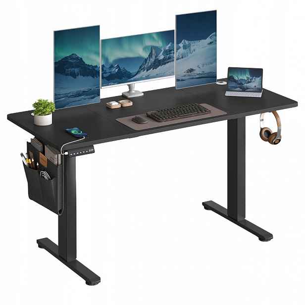 Elektrický Psací Stůl Nastavitelný Černý, regulace, ergonomická paměť 140 cm