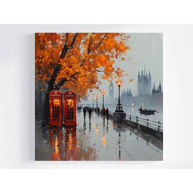 Obraz Na Plátně Canvas Anglie Londýn Tamiza Big Ben Podzim Déšť 50x50