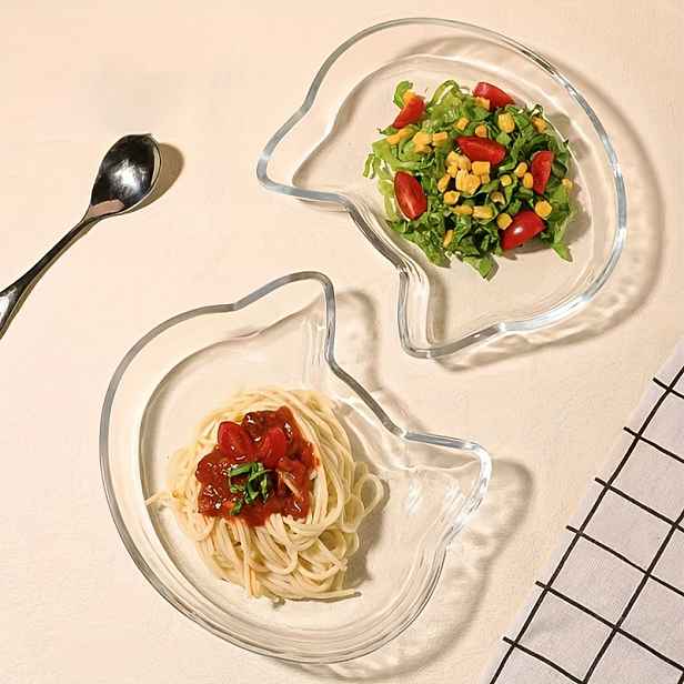 TEMU Sada 2 silných žáruvzdorných skleněných talířů do domácnosti, velmi vhodné do mikrovlnné trouby, rodinného restaurace, kuchyně, talíř na