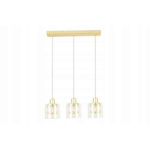 Závěsná lampa glamour trojitá zlatá skleněná stínidla lišta 47 cm Reality