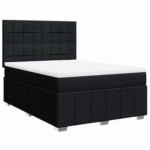 vidaXL Box spring postel s matrací černá 140 x 190 cm textil
