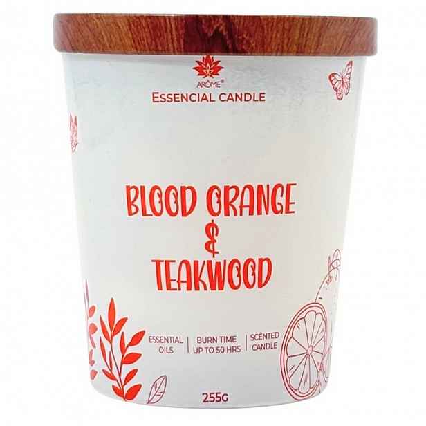 Arome Svíčka ve skle s kovovým víčkem 255g Blood orange & Teakwood