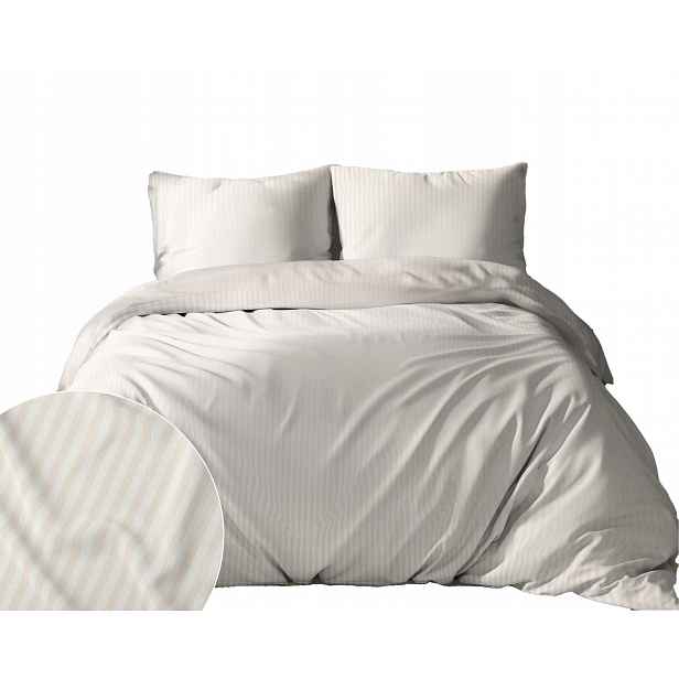 Povlečení damaškové 180x200 ekri jednobarevné proužky 1 cm Pure