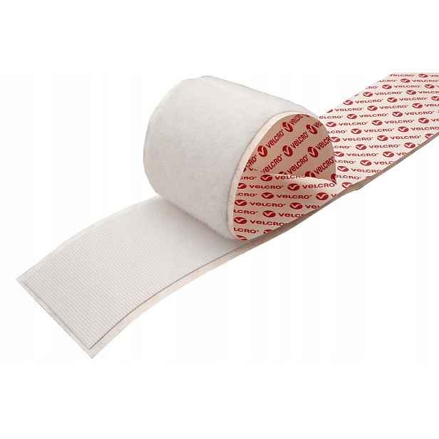 Velcro Páska se suchým zipem, extra tenká, nalepovací, 50mm x 5m, bílá