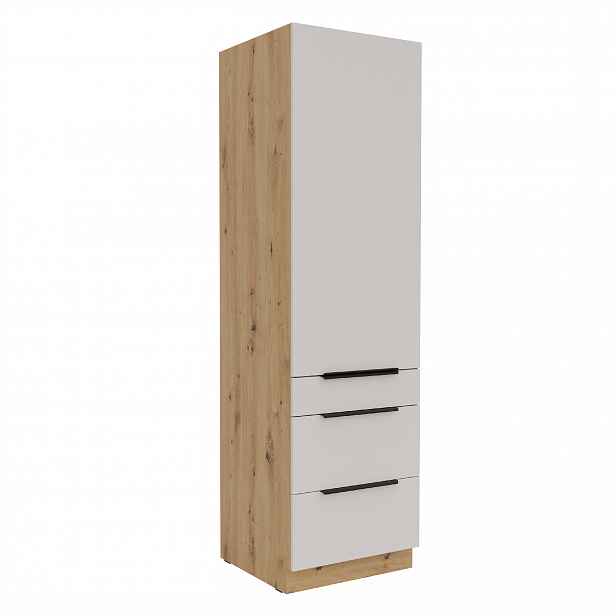 Vysoká potravinová skříňka Solea 60 DKS-210 3S 1F - Premium Box Barva korpusu: Dub artisan, Barva dvířek: Kašmír
