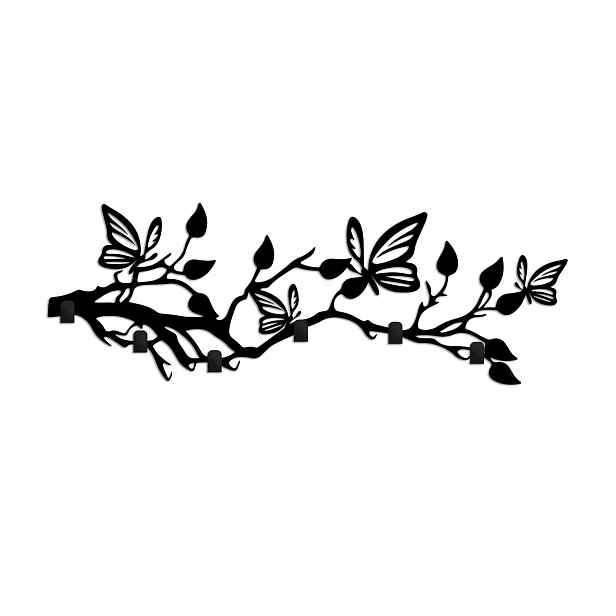 Wallity Nástěnný kovový věšák Butterfly 60 cm černý