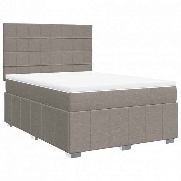 vidaXL Box spring postel s matrací taupe 140x190 cm textil