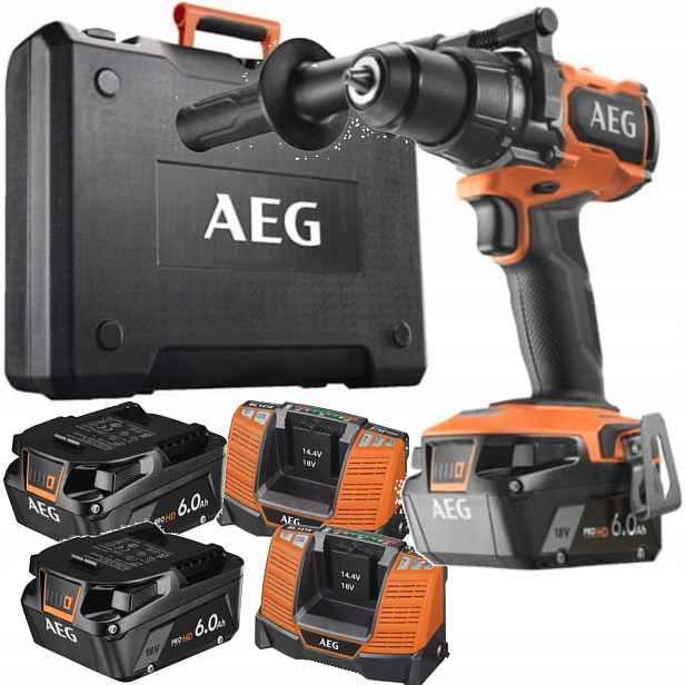 Aeg aku vrtačka s příklepem 18 V 2x nabíječka 3x baterie 6.0 Ah