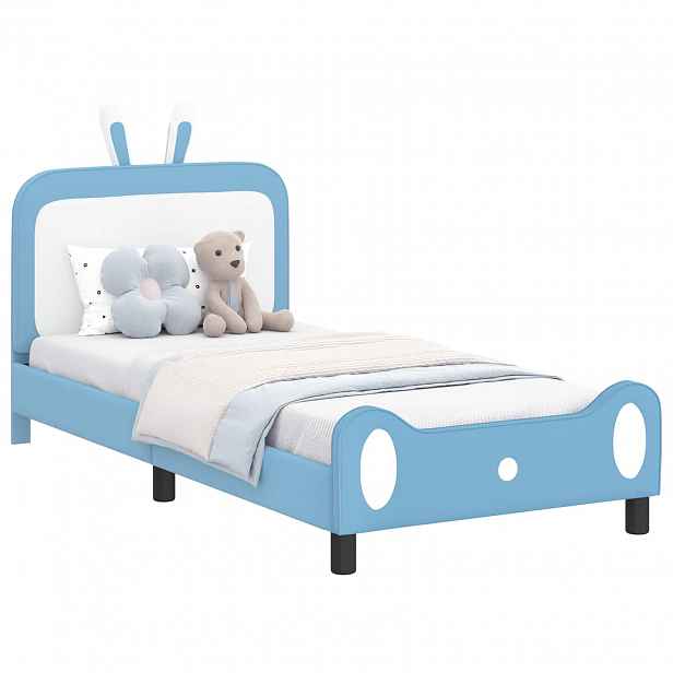 vidaXL Rám postele pro děti s čelem Modrá 80 x 200 cm PU