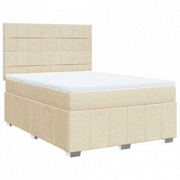 vidaXL Box spring postel s matrací krémová 140x190 cm textil