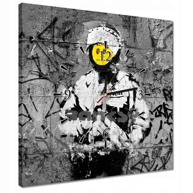 Hodiny 40x40 Banksy Buźka