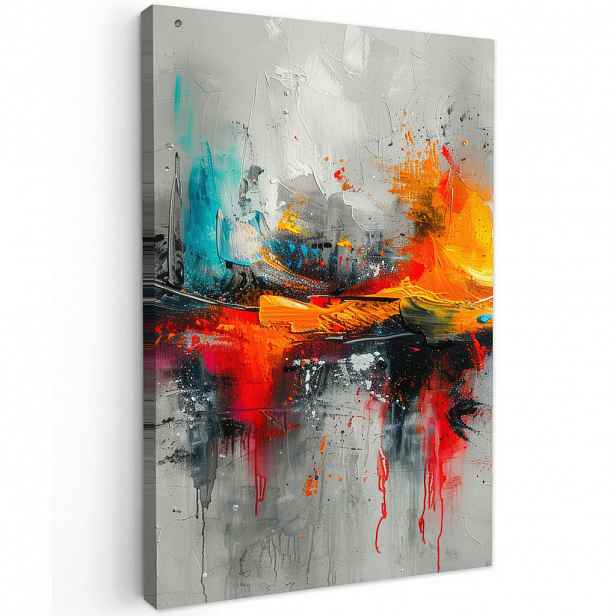 MuchoWow OBRAZ NA PLÁTNĚ Moderní umění - Oranžová - Šedá - Abstraktní 20x30 cm