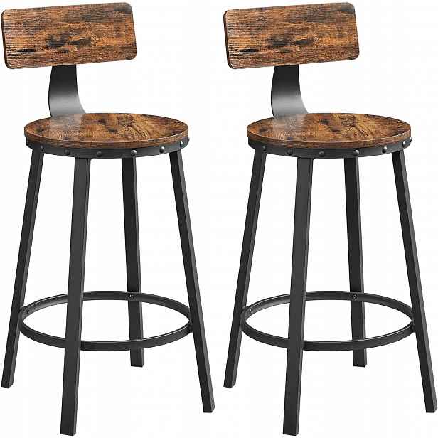 Stolička Songmics černá, retro dřevo, odstíny hnědé 97,2 cm A35
