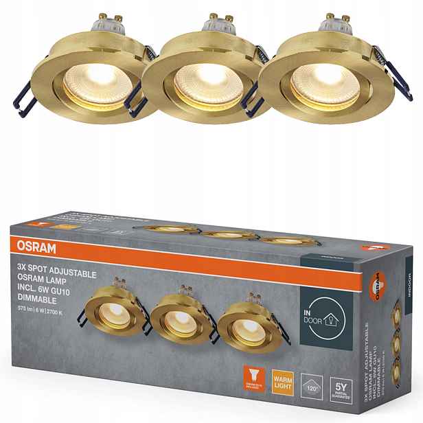 3x Stropní Led svítidlo GU10 6W 2700K stmívatelné Osram