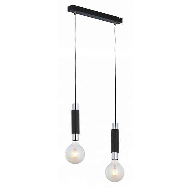 Závěsná lampa Lile Černá Stříbrná 2xE27 Stropní Svítidlo do obývacího pokoje Domov